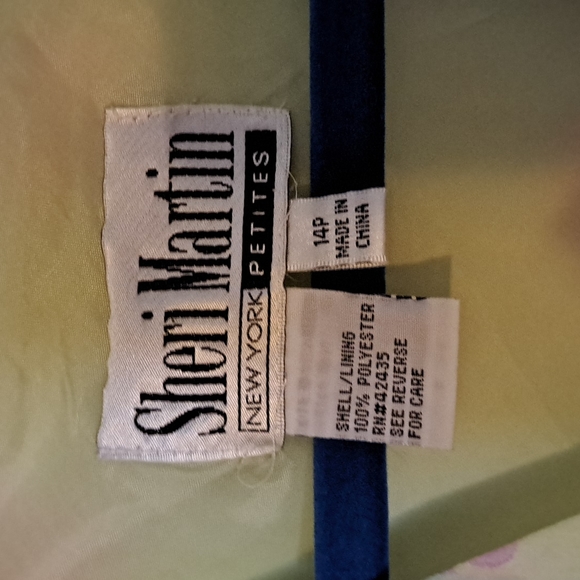 90's Sheri Martin New York Petites 14P lt green and pink leaves and flowers - Picture 3 of 7